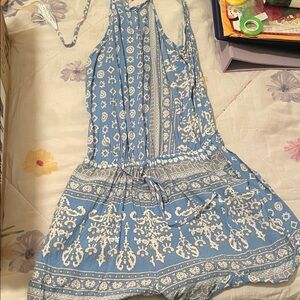 Blue and White Patterned Romper